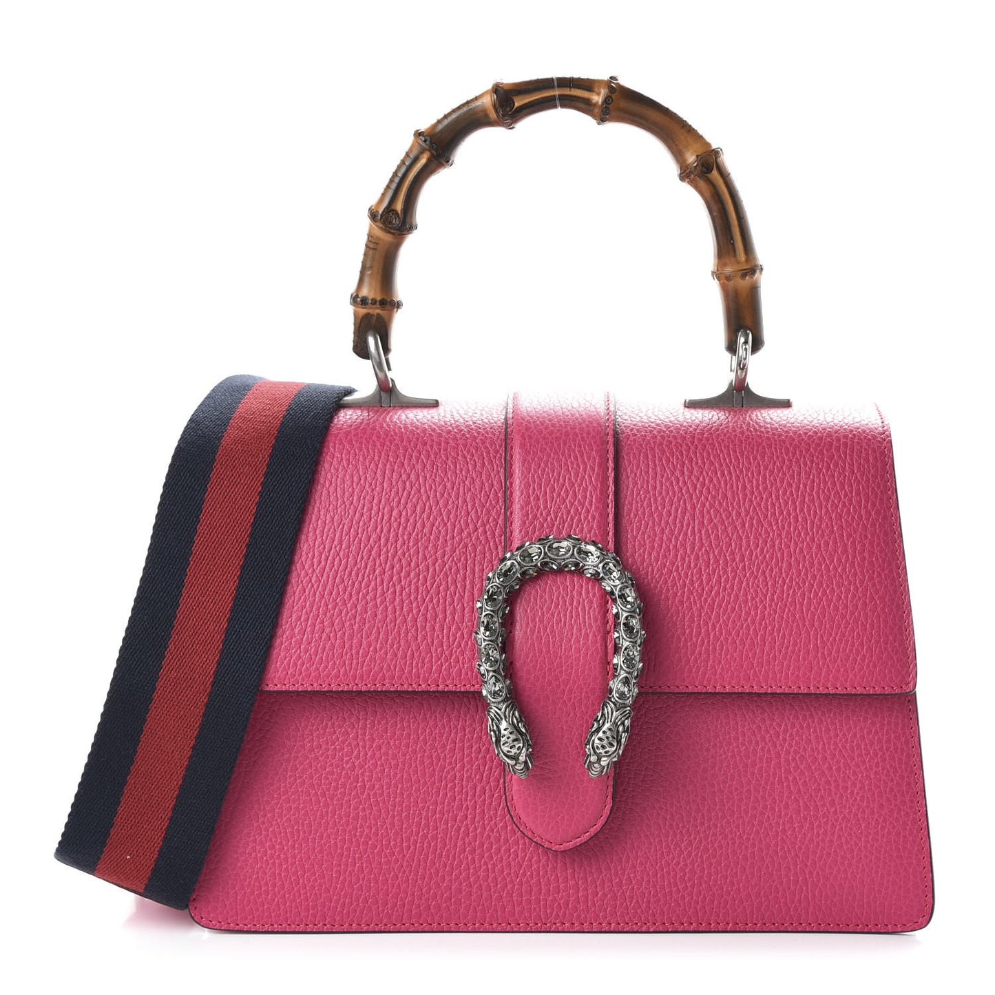 Dollar Calfskin Crystal Web Medium Dionysus Bamboo Top Handle Bag Box Pink Black Diamond