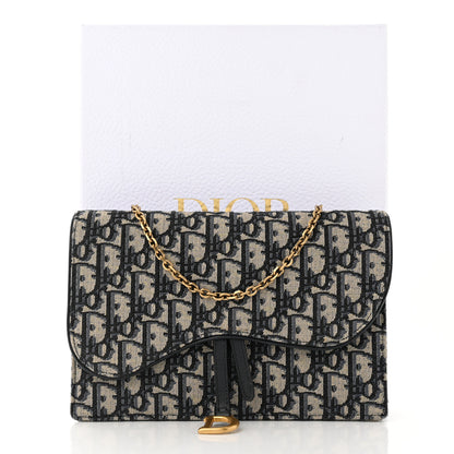 Christian Dior Oblique Saddle Chain Pouch Blue 10 of 10
