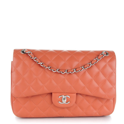 Chanel Lambskin Quilted Jumbo Double Flap Coral 1 of 10