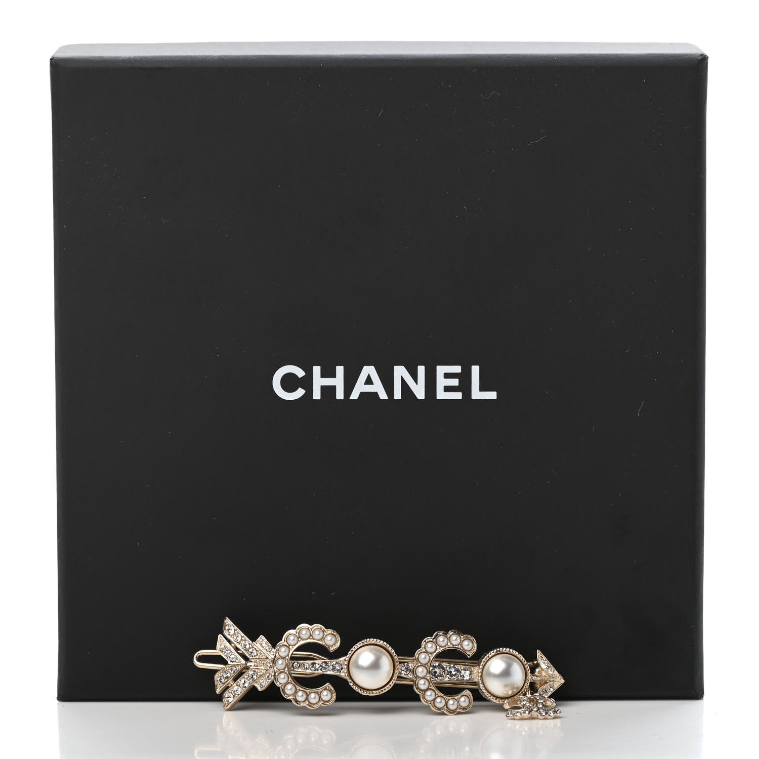 Chanel Pearl Crystal Queen of France Brooch Barrette Gold 4 of 4