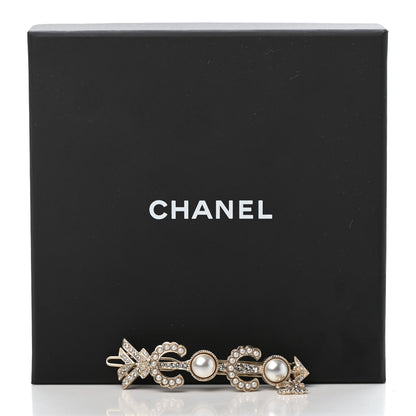 Chanel Pearl Crystal Queen of France Brooch Barrette Gold 4 of 4