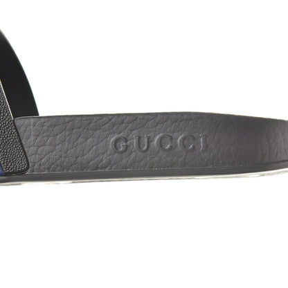 Gucci Rubber Web Mens Pool Slide Sandals 6 Black Mystic White Hibiscus Red Marine 7 of 8