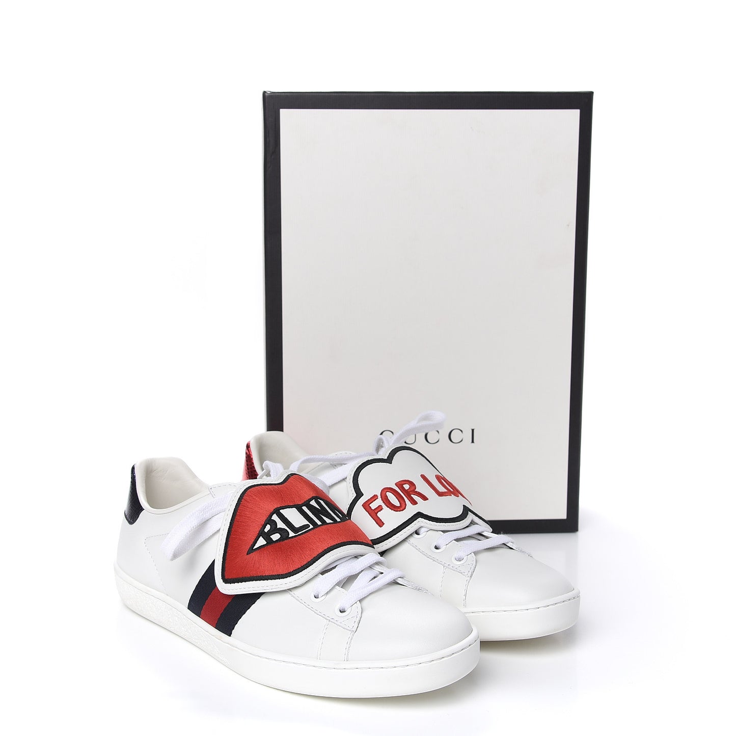Calfskin Ayers Blind For Love Embroidered Womens Ace Sneakers 37.5 White