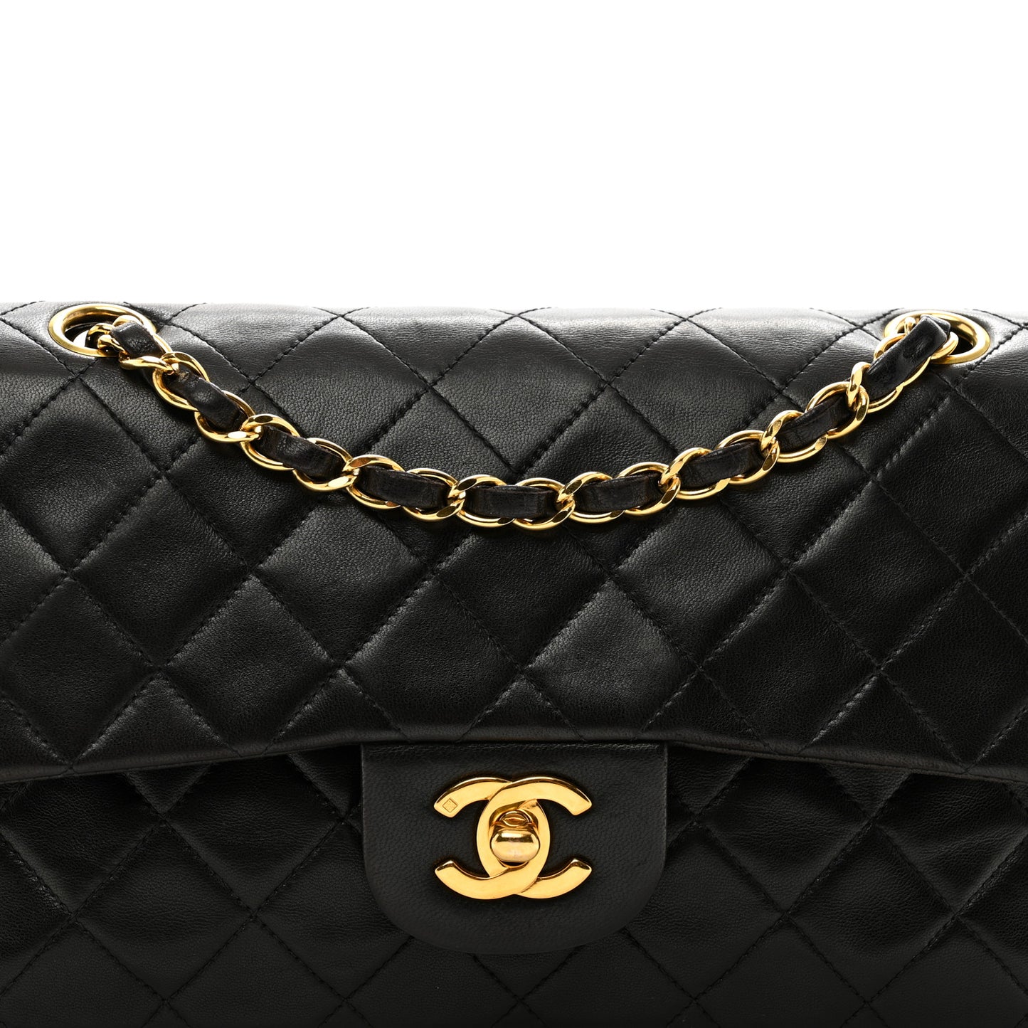 Lambskin Quilted Small Double Flap Black