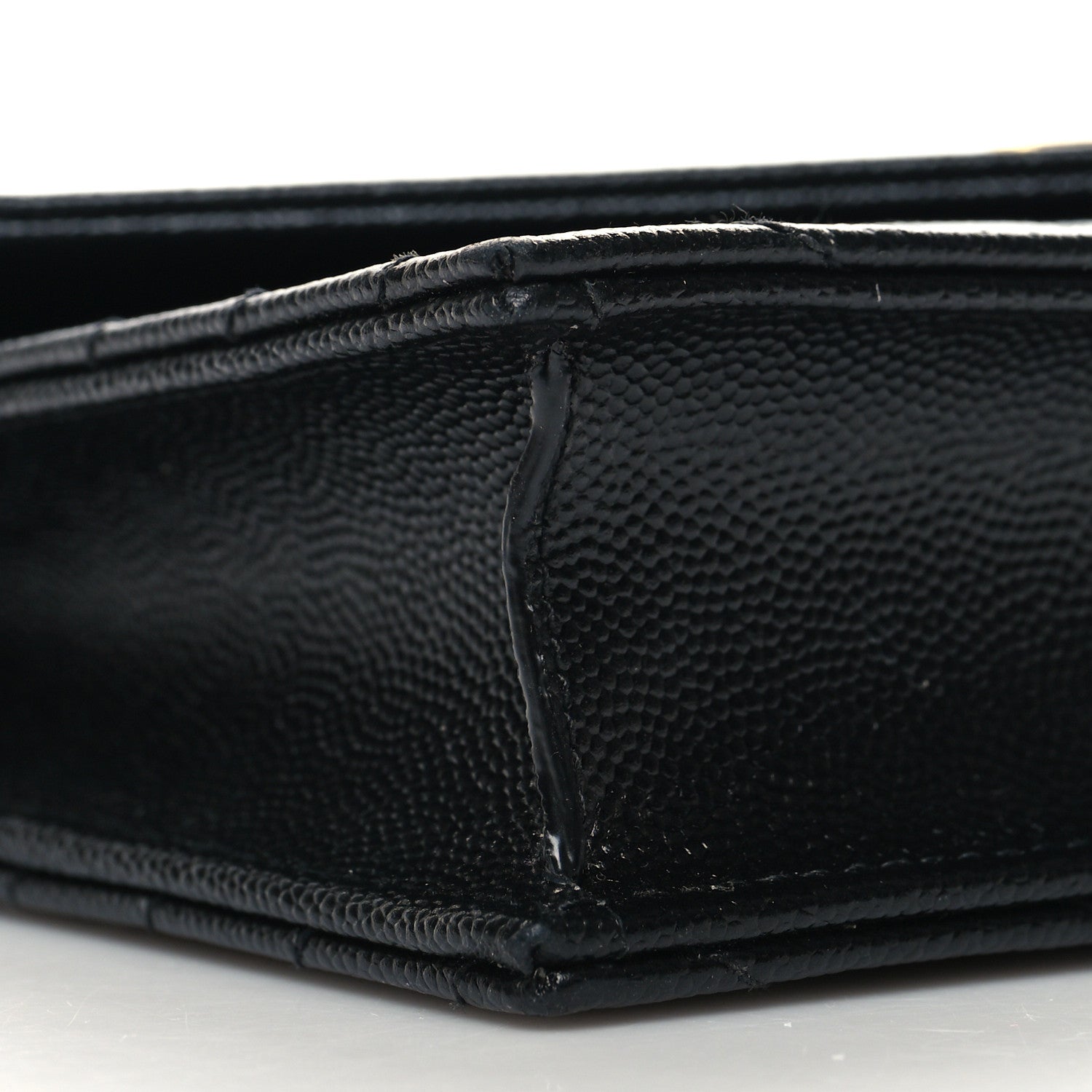 Saint Laurent Grain De Poudre Matelasse Chevron Monogram Envelope Chain Wallet Black 8 of 9