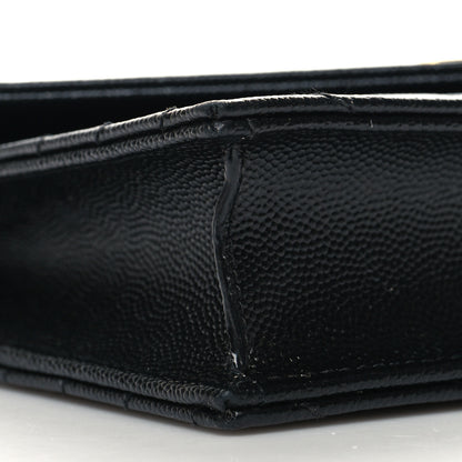 Saint Laurent Grain De Poudre Matelasse Chevron Monogram Envelope Chain Wallet Black 8 of 9
