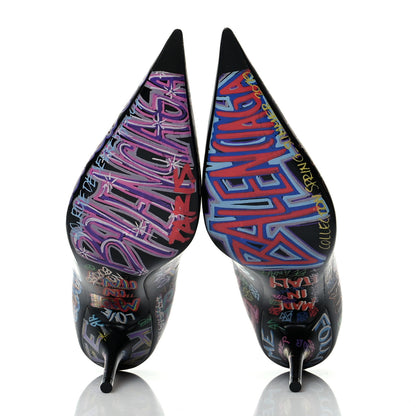 Balenciaga Chevre Classic Graffiti Knife Pointed 80mm Pumps 37.5 Black Multicolor 5 of 6
