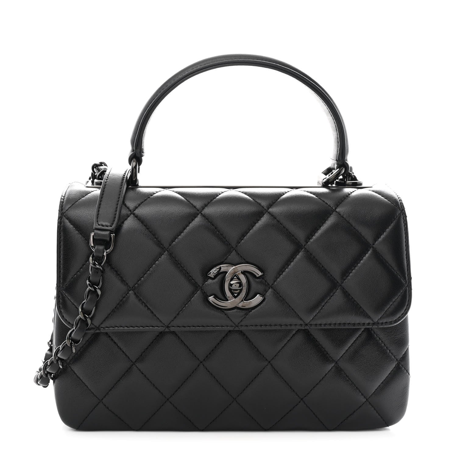 Chanel Lambskin Quilted Small Trendy CC Dual Handle Flap Bag So Black 1 of 12