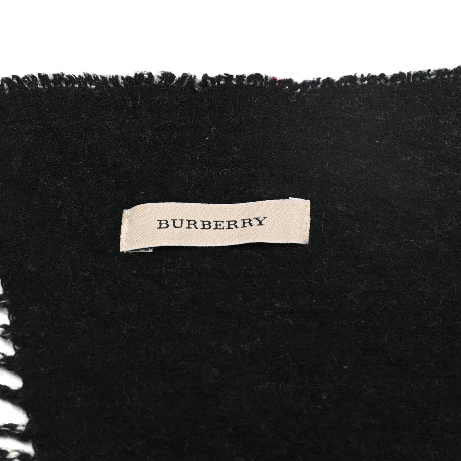 Burberry Cashmere Wool Half Mega Check Reversible Fringe Scarf Black 4 of 5