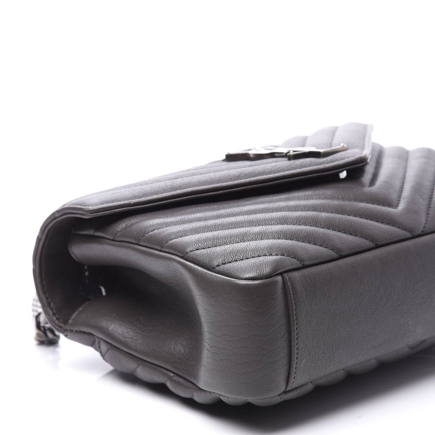 Saint Laurent Sheepskin Matelasse Chevron Monogram Medium College Bag Asphalt 9 of 12