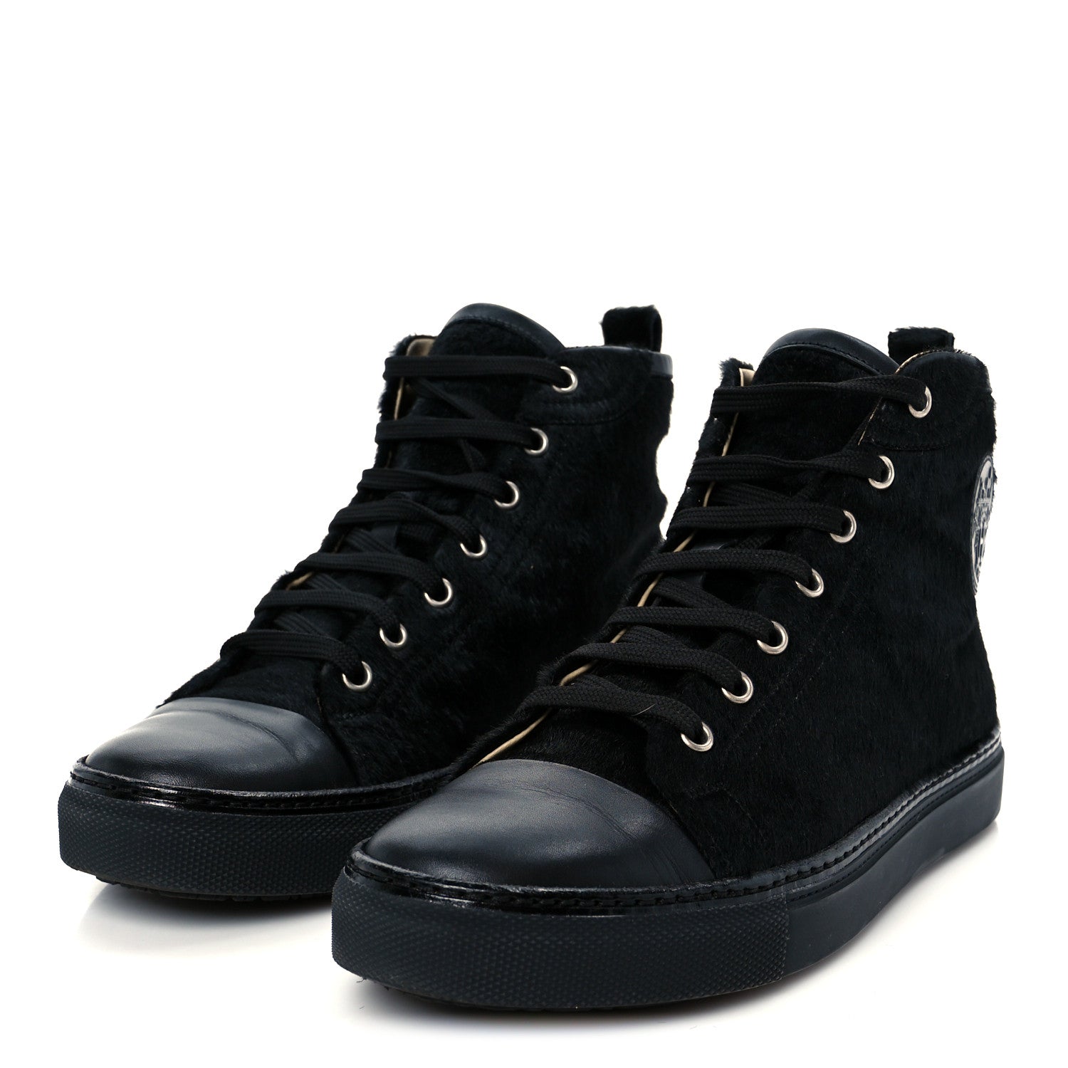 Hermes Pony Hair Calfskin Womens Jimmy High Top Sneakers 38.5 Black 4 of 9