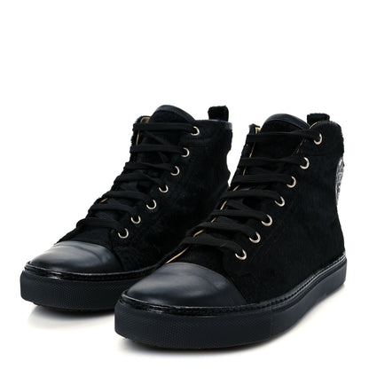 Hermes Pony Hair Calfskin Womens Jimmy High Top Sneakers 38.5 Black 4 of 9