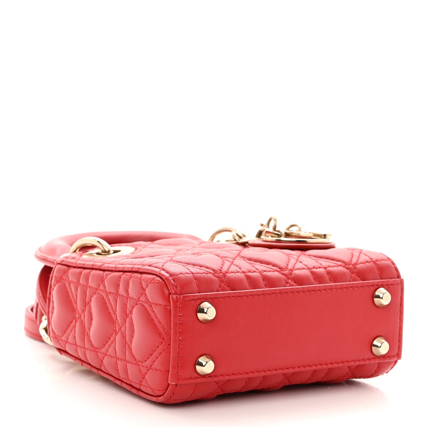 Christian Dior Calfskin Cannage Dioramour Micro Lady Dior Bright Red 4 of 9