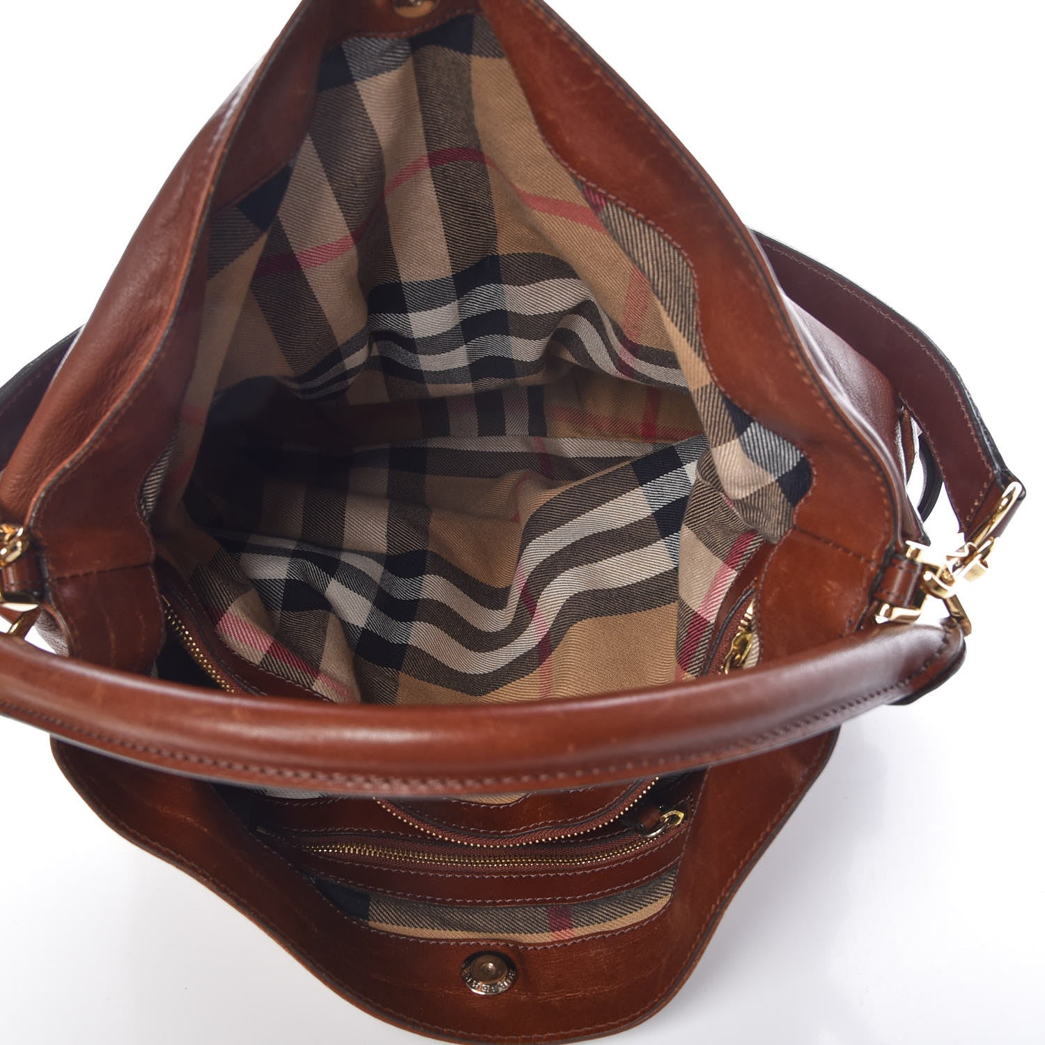 Burberry Soft Lambskin Bridle Calfskin Medium Gosford Hobo Dark Tan 9 of 10