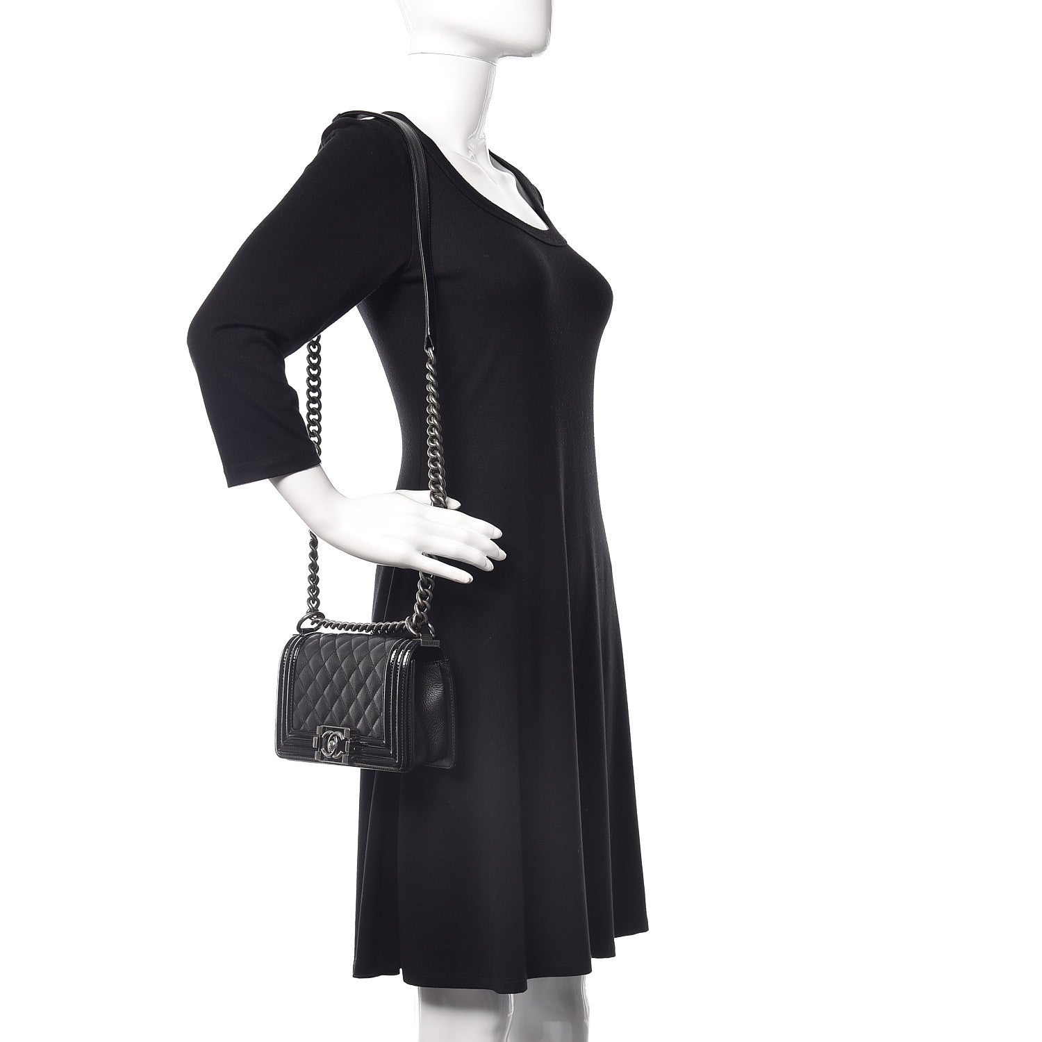 Chanel Goatskin Quilted Patent Small Duo Boy Flap Black 2 of 9
