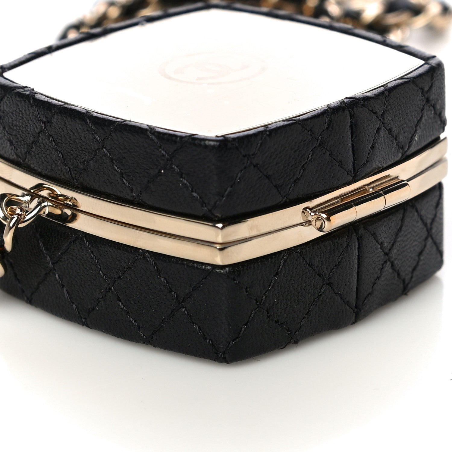 Chanel Lambskin Quilted Small Beauty Box Clutch With Chain Black 7 of 9
