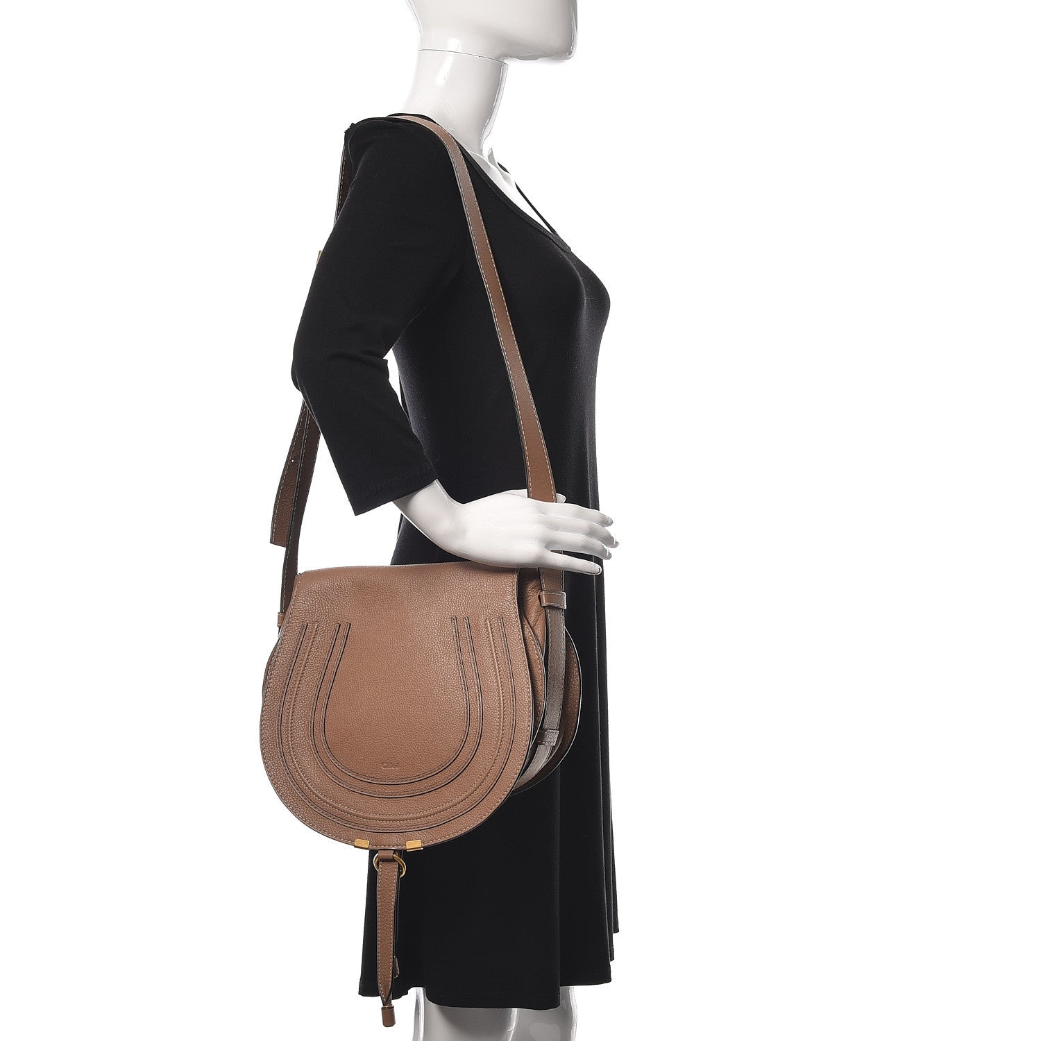 Chloe Calfskin Medium Marcie Round Crossbody Bag Nut 2 of 11