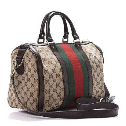 Gucci Monogram Vintage Web Medium Boston Dark Brown 3 of 15
