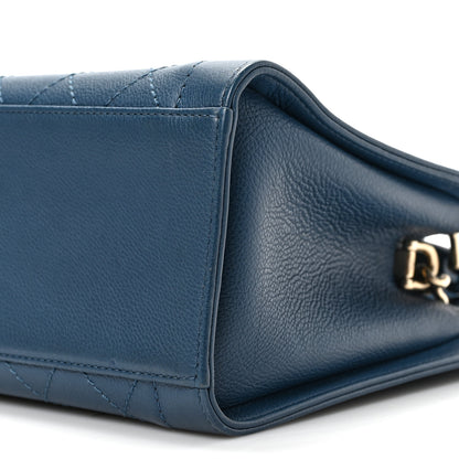 Chanel Grained Calfskin Stitched Small Label Click Shopper Tote Blue 9 of 9