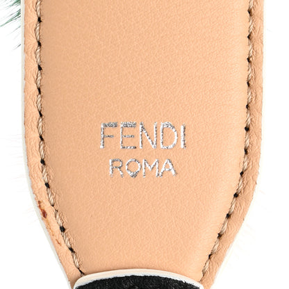 Fendi Vitello Dolce Mink Fur Bi-Color Pom Pom Strap You Black Makeup Multicolor 4 of 5