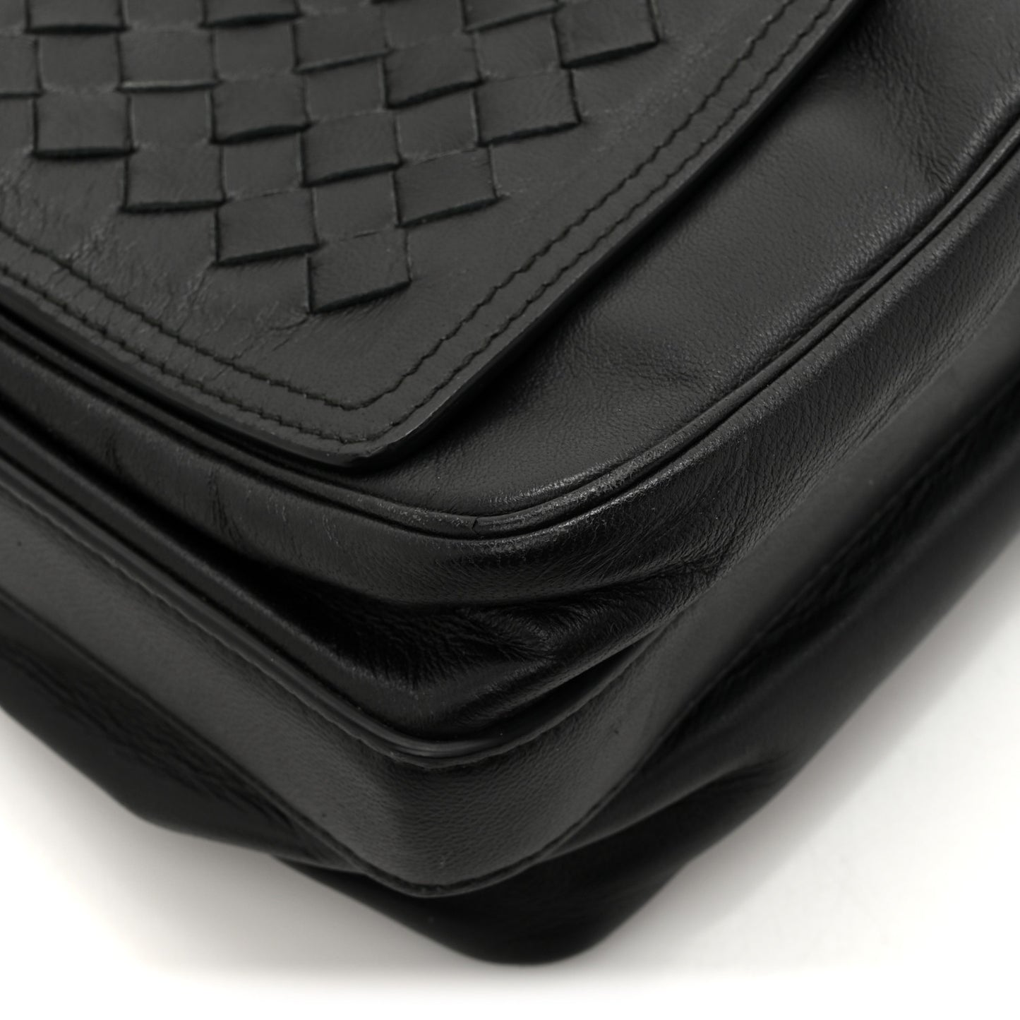 Nappa Intrecciato Small Double Pocket Flap Black