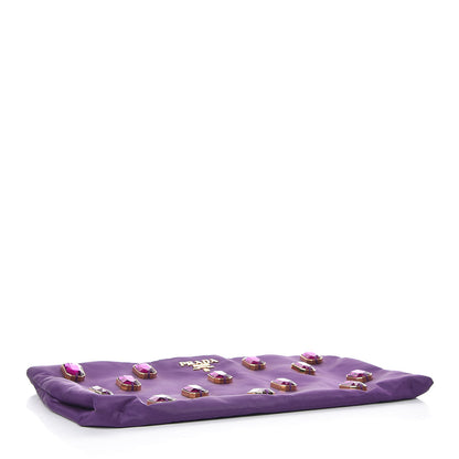 Prada Tessuto Nylon Pietre Jeweled Clutch Anemone 3 of 9