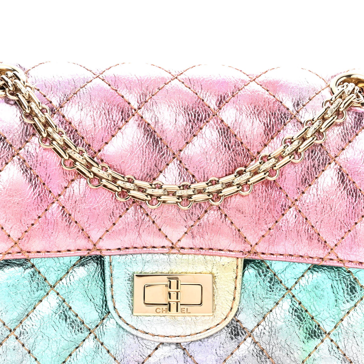 Metallic Goatskin Quilted Mini 2.55 Reissue Flap Multicolor