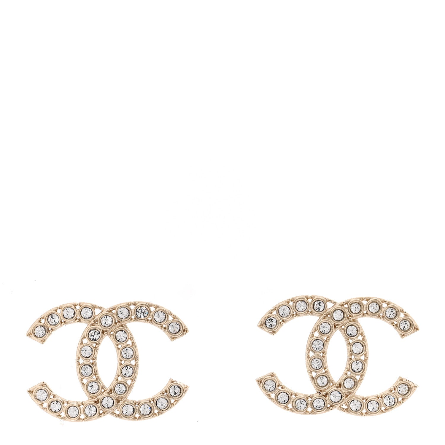 Chanel Crystal CC Large Stud Earrings Gold 1 of 5