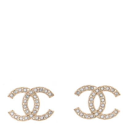 Chanel Crystal CC Large Stud Earrings Gold 1 of 5