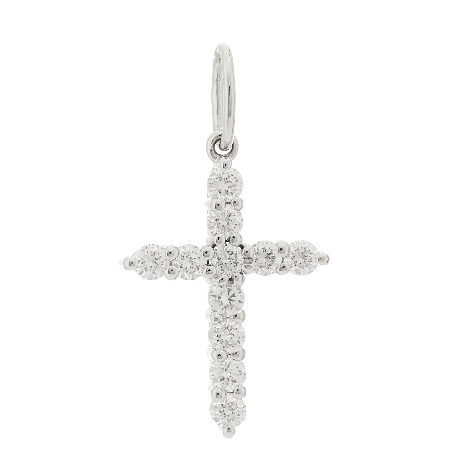 Tiffany Platinum Diamond Mini Cross Pendant 1 of 4