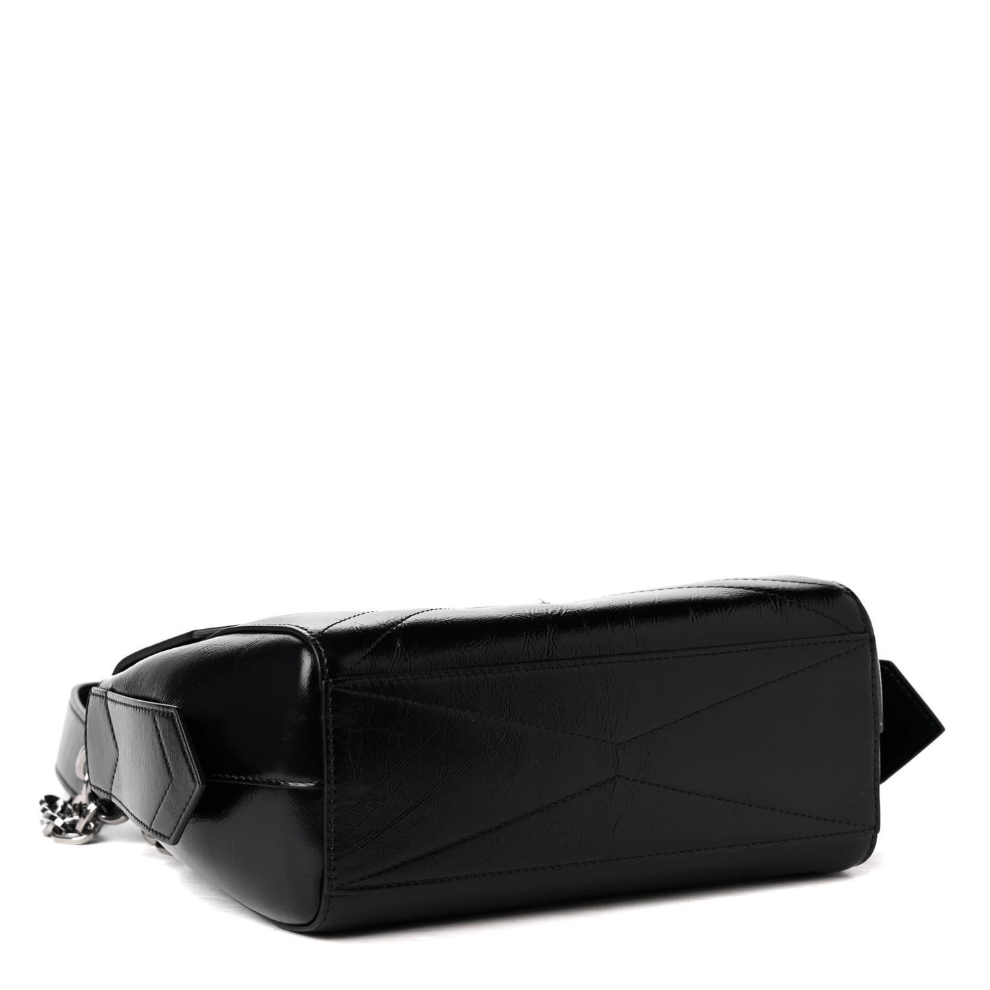 Creased Patent Calfskin Small ID Flap Black
