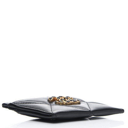 Chanel Shiny Goatskin Quilted Chanel 19 Card Holder Black 3 of 5