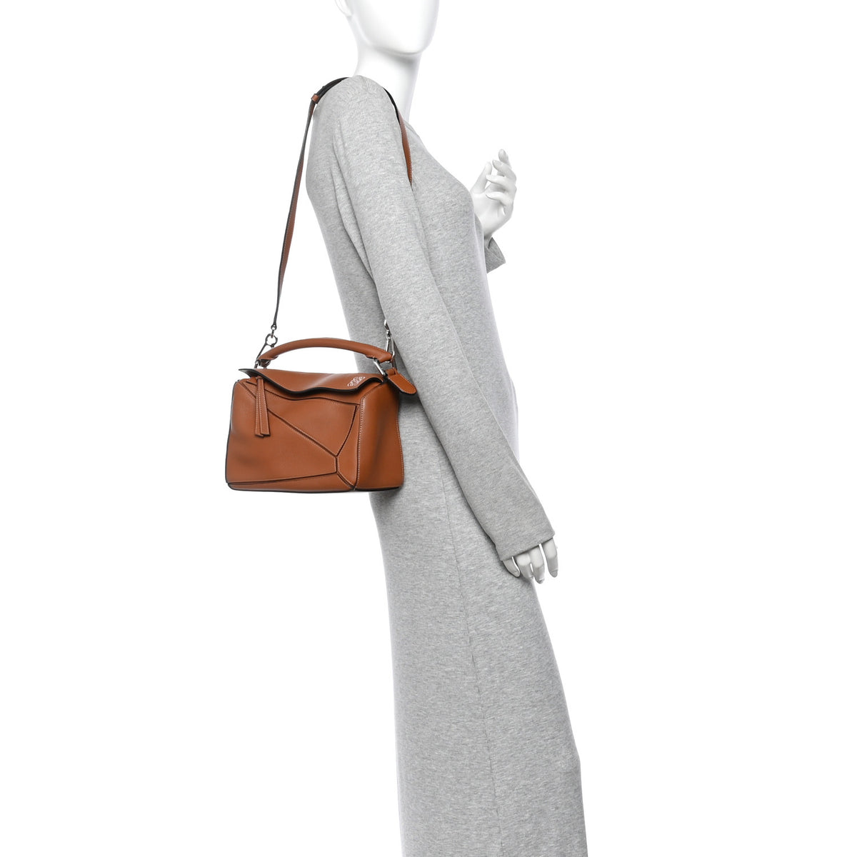 Grained Calfskin Small Puzzle Bag Tan