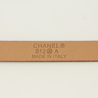 Chanel Leather CC Logo Skinny Belt 85 34 Dark Red 4 of 7