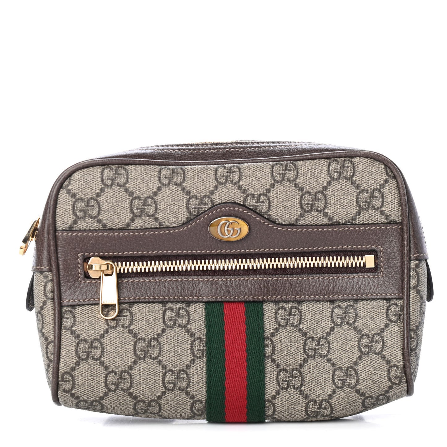 GG Supreme Monogram Web Small Ophidia Belt Bag 105 42 Dark Brown