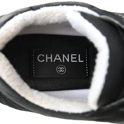 Chanel Nylon Calfskin Suede CC Womens Sneakers 38 Black White 7 of 8