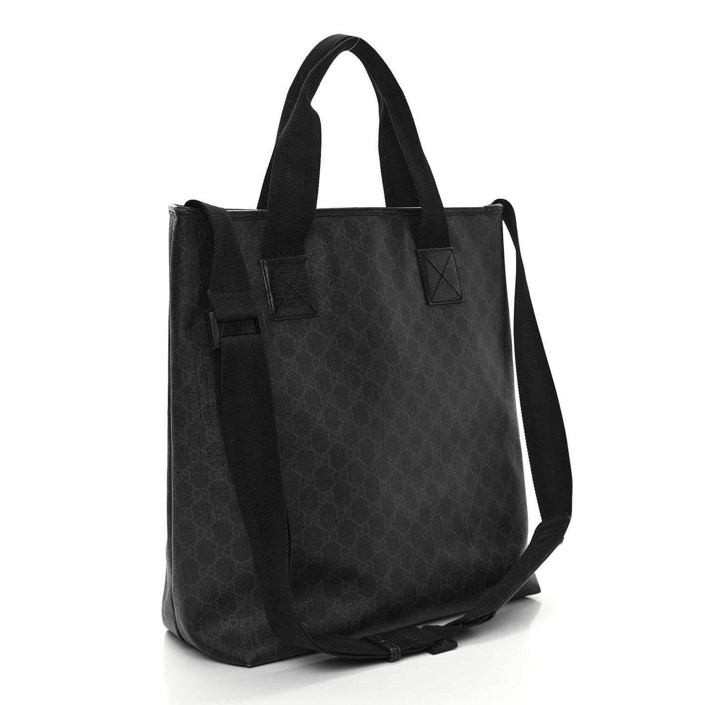 GG Supreme Monogram Web Handle Vertical Tote Black Grey