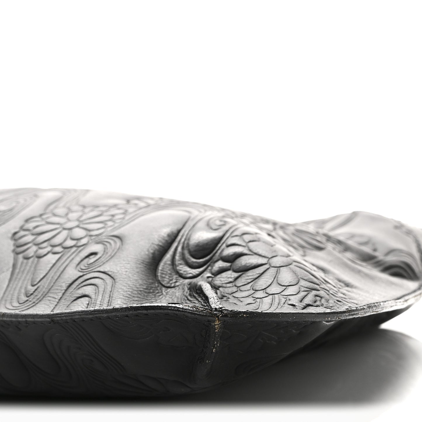 Calfskin Embossed Floral Shoulder Bag Black
