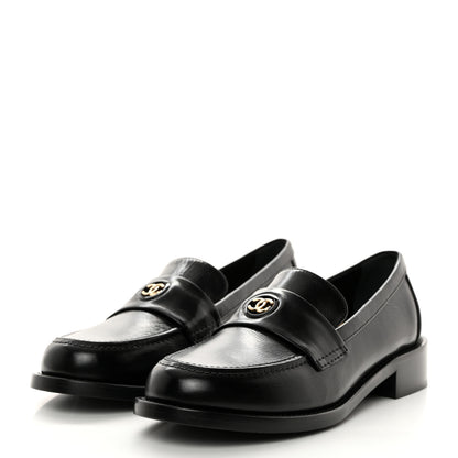 Chanel Calfskin CC Mocassins 38 Black 3 of 9