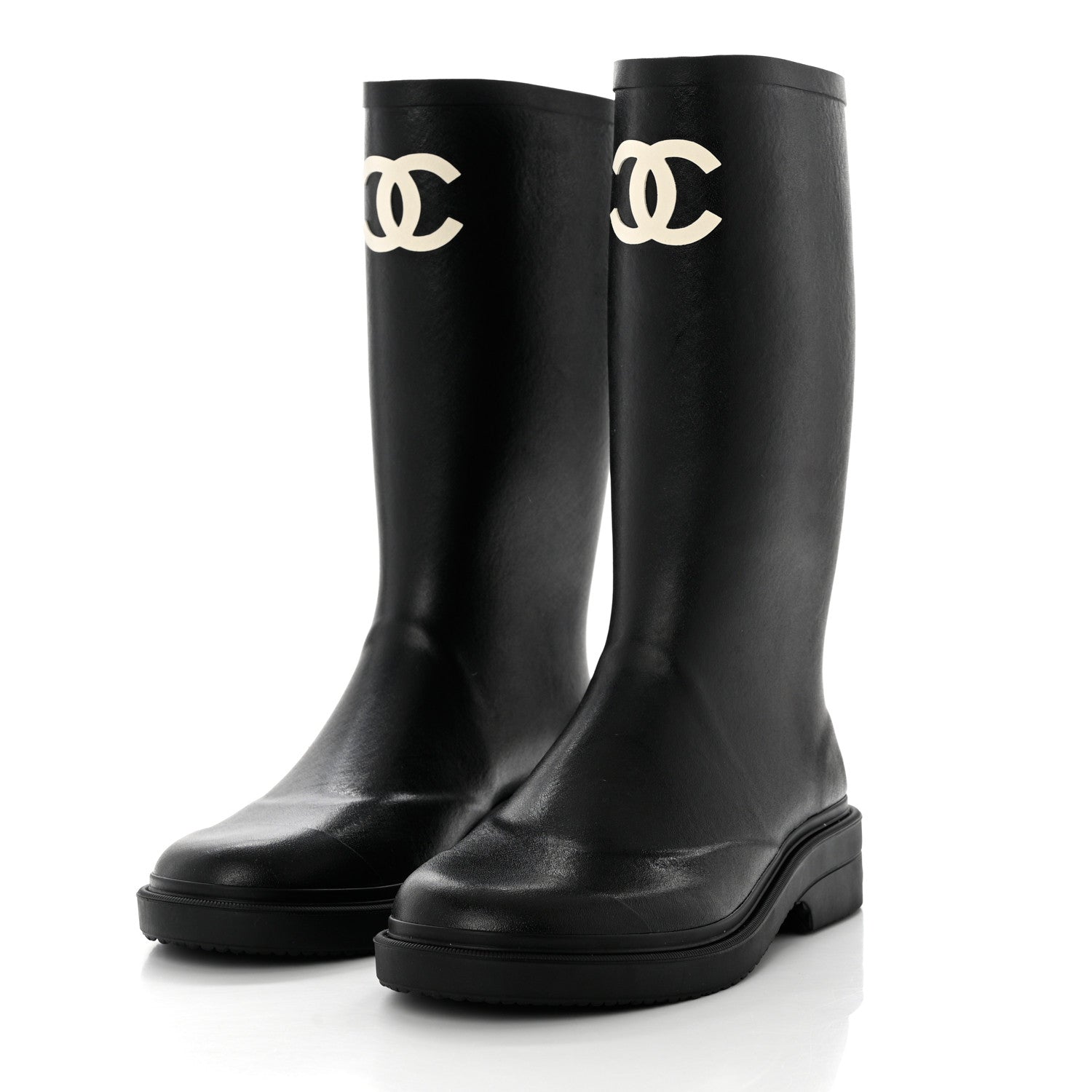 Chanel Caoutchouk CC High Boots 38 Black 3 of 8