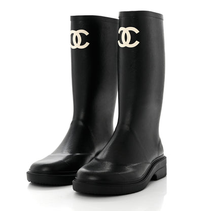 Chanel Caoutchouk CC High Boots 38 Black 3 of 8