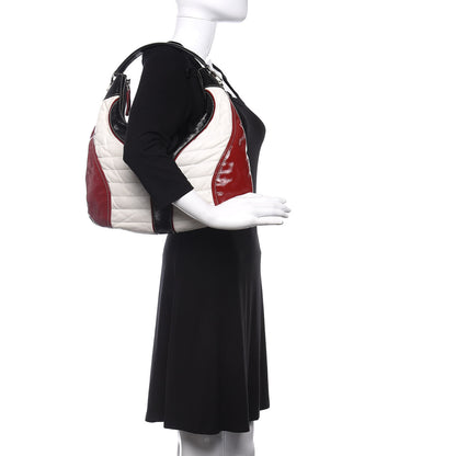 Gucci Patent Calfskin Medium Snow Glam Hobo Black White Red 2 of 10