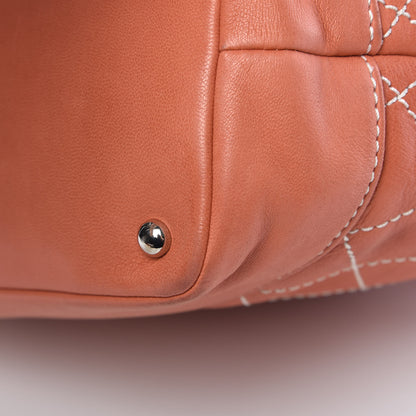Chanel Lambskin Contrast Stitch Small Drawstring Tote Coral 13 of 17