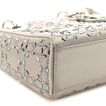 Christian Dior Satin Crystal Cannage Mini Lady Dior Gray 9 of 11