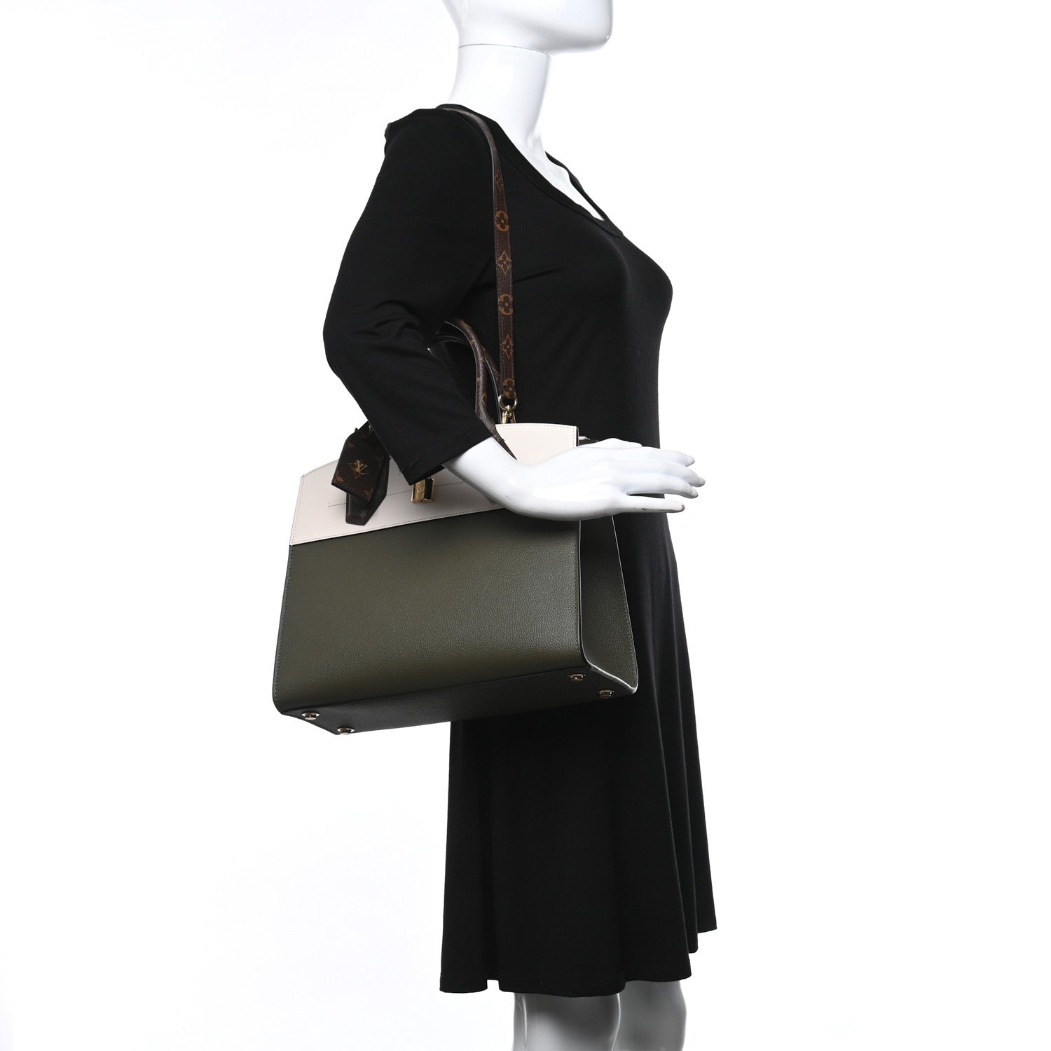 Louis Vuitton Monogram Calfskin City Steamer MM Kaki 2 of 11