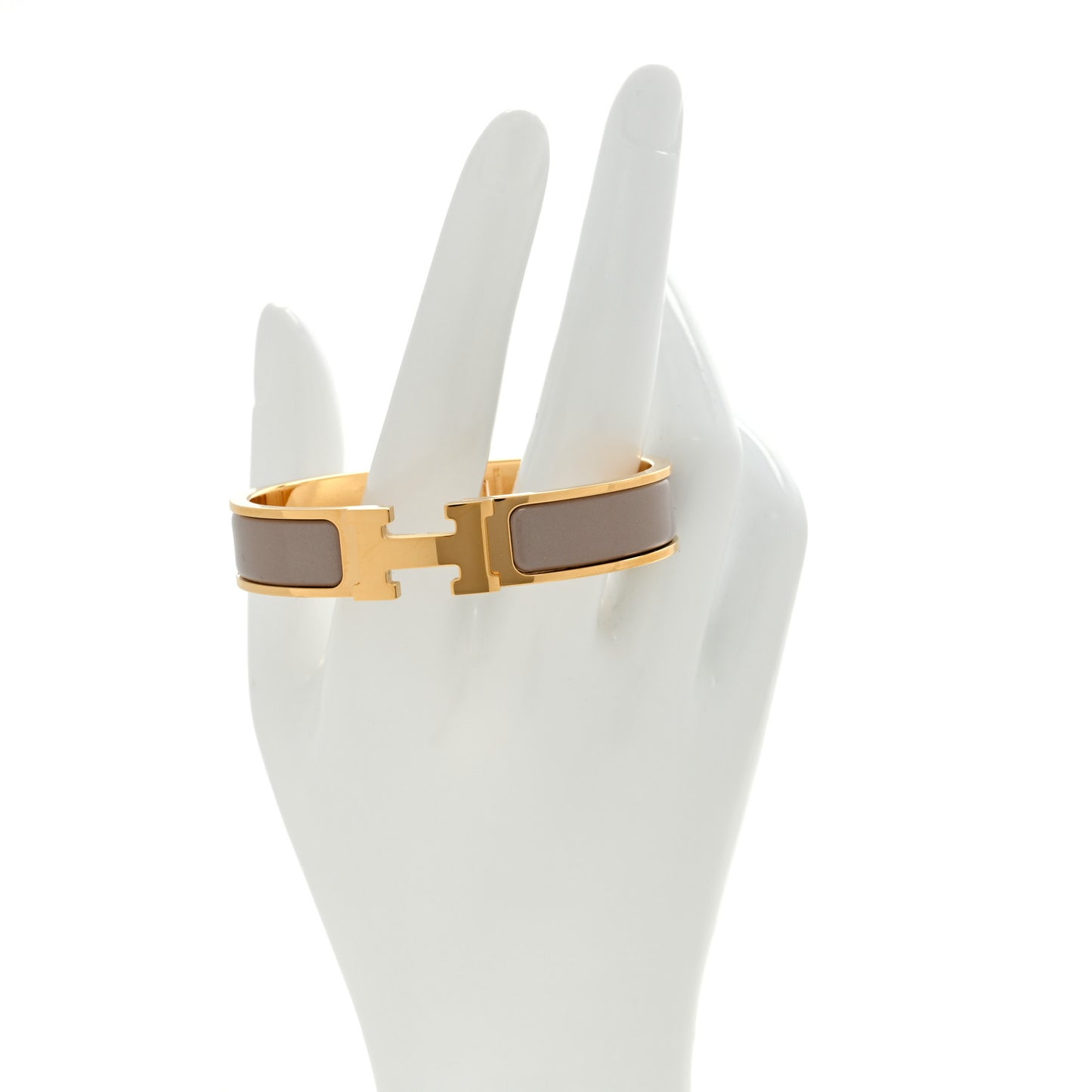 Enamel Narrow Clic Clac H Bracelet PM Marron Glace
