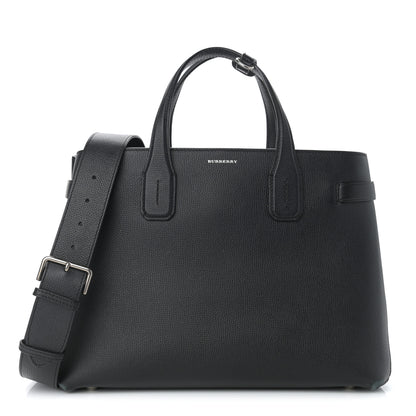 Burberry Derby Calfskin Vintage Check Medium Banner Tote Black 1 of 15