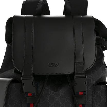 Gucci Soft GG Supreme Monogram Calfskin Web Double Buckle Backpack Black 8 of 15