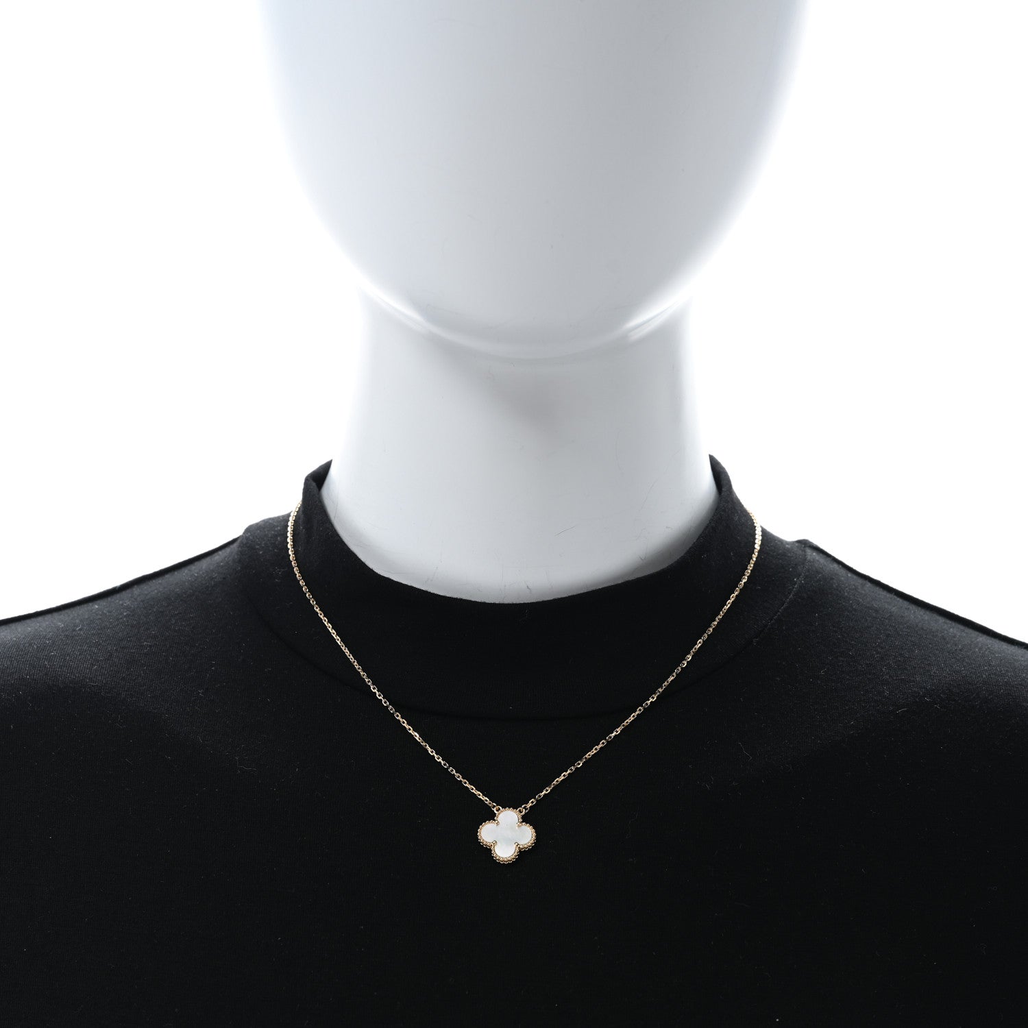 Van Cleef & Arpels VAN CLEEF & ARPELS 18K Yellow Gold Mother of Pearl Vintage Alhambra Pendant Necklace 3 of 5