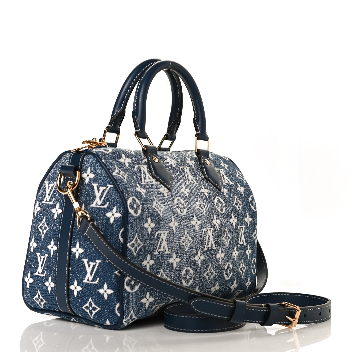 Louis Vuitton Monogram Jacquard Denim Speedy Bandouliere 25 Bleu 3 of 13